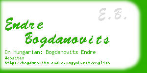 endre bogdanovits business card